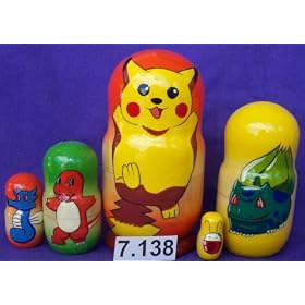 Pokemon 5 pc 6 in Russian Nesting Nested Stacking Collectible doll #7.138 by