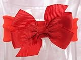 IMAGE OF Nylon Baby Bow Headband (Red Band/Red Bow)