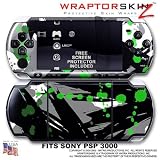 Abstract 02 Green WraptorSkinz Skin and Screen Protector Kit fits Sony PSP 3000