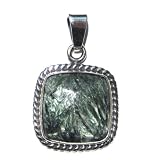 Genuine Seraphinite and Sterling Silver Medium Square Pendant