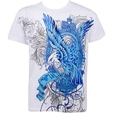Sakkas Metallic Blue Eagle Short Sleeve Crew Neck Cotton Mens Fashion T-Shirt