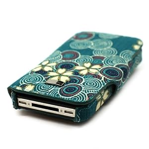 JAVOedge Cherry Blossom Book Style Case for the Apple iPhone 4 (Blue)