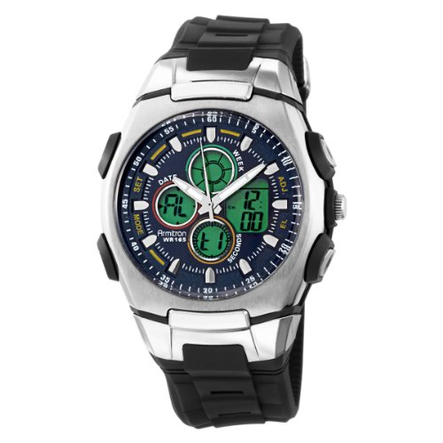 Armitron Men's 204343BLBK Chronograph Analog-Digital Blue Dial Black Strap Sport Watch