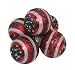 Set of 5 Red, Silver and Black Glitter Glass Ball Christmas Ornaments