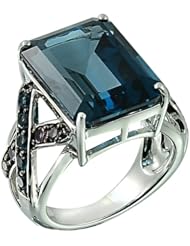 London Blue Topaz Ring with Rhodolite 17.28 Carat