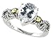 4.00 cts 925 Sterling Silver and 18k Gold Two Tone Genuine White Topaz Ring