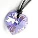 Queenberry (Free S/H) Swarovski Crystal Violet Ab Heart Love Charm Pendant 18mm Black Leather 1mm Necklace 14