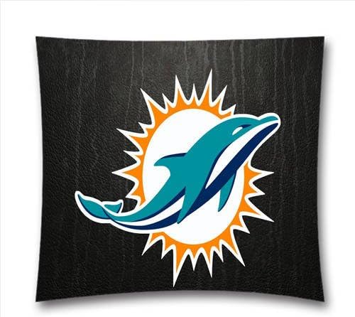 AM Kingdom Sports NFL Miami Dolphins Teams Square Decorative Throw Pillow Cushion Covers for Sofa and Bed, 18"x18"(45cmx45cm) Sports Theme 2127