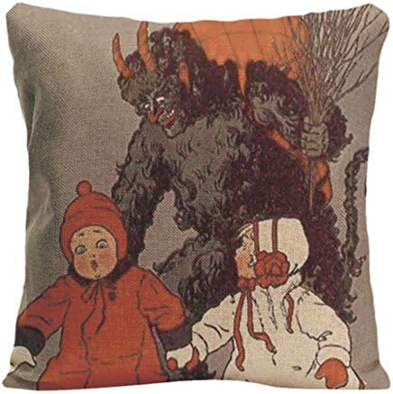 Ldj Cotton Polyester Sofa Chair Square Throw Pillow Case Decorative Cushion Cover Pillowcase Design With Krampus Chasing Children Switch Pad Custom Pillow Cover Print Double Side Sized 20X20 Inches