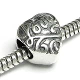 Valentines Gift Sterling Silver Love Heart flower Bead f/ Pandora Charm European Bracelet Biagi Chamilia Troll Jewelry
