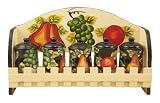 Tuscany Grape Fruit Wine Kitchen Hanging Spice Rack w/ wood base