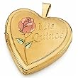 14K Yellow Gold Heart Shaped Photo Locket Quincinera Charm Pendant