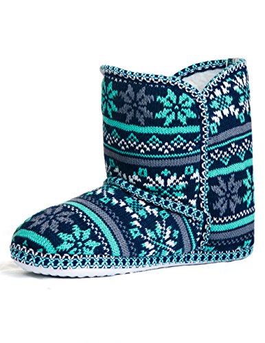 Caramel Cantina Foldover Winter Ankle Boot Slippers (5-6, Navy)