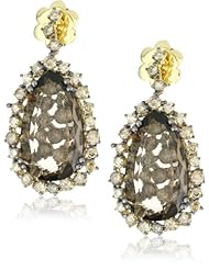 Suzanne Kalan "Vitrine Startburst" Pear Smokey Quartz Champagne Diamond Earrings
