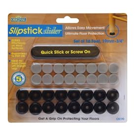 Slipstick CB190 3/4-Inch Slider Foot, Black, 16-Pack
