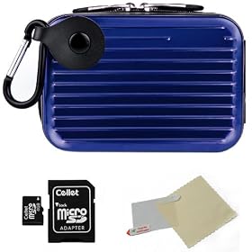BLUE Metallic Pascal Design Protective Cover Hard Shell Cube Carrying Case For Kodak EasyShare 8013054 M5350 / SLICE Point And Shoot Digital Camera + Includes a 4GB Micro SD Card with SD Adaptor + Includes a Universal Anti-Glare Screen Protector Guard