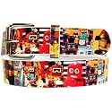 Robot Pictures Print Faux Leather Belt (White/Red)