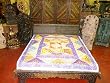 Exotic Ivory Purple Vintage Banjara Sari Embroidered India Bedspread Coverlet