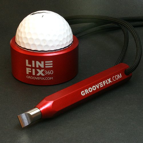 GrooveFix Groove Sharpener and Golf Ball line marker Bundle - Red