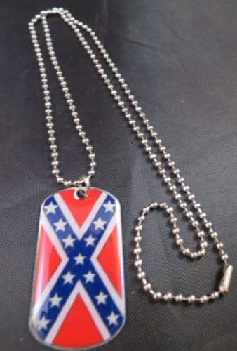 Redneck NationTM Rebel Flag Dog Tag All Metal 24" Necklace