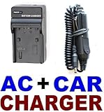AC Wall + Car Adapter Charger for Sony NP-FH100, NP-FH30, NP-FH40, NP-FH50, ....