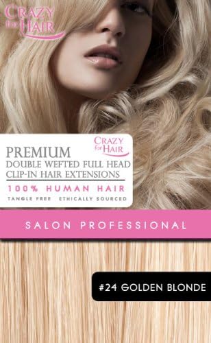 14" Premium Double Wefted Clip-in Remy Human Hair Extensions Golden Blonde (24)