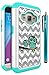 Galaxy J1 2016 Release Case, Galaxy Express 3 Case, Style4U Studded Rhinestone Crystal Bling Hybrid Armor Case for Samsung Galaxy J1 2016 / Galaxy Amp 2 / Express 3 with 1 Stylus [White/Teal]