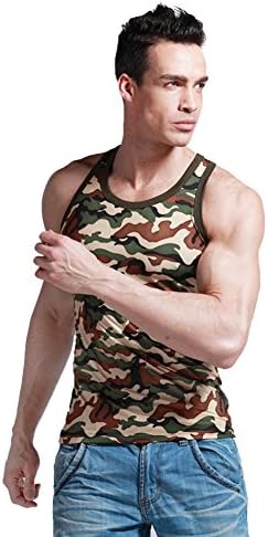 TESOON Men Camouflage Vest Sexy Tank Top Tight Military Style