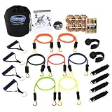 Bodylastics 19 pcs *STRONG MAN XT (254 lbs.) Quick-Clip Resistance Bands System with 7 D.G.S. anti-snap exercise tubes, Heavy Duty components & 7 DVDs