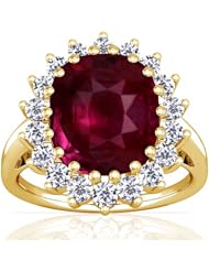 18K Yellow Gold Cushion Cut Ruby Ring With Sidestones (GIA Certificate)