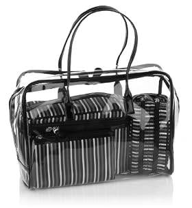 4 Piece Black Stripe Cosmetic & Make Up Bag Set