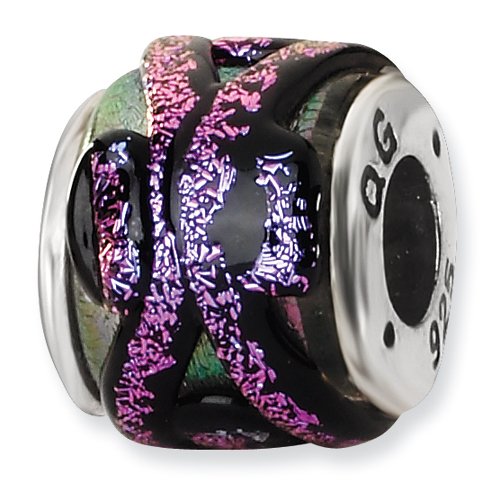 Purple Dichroic Glass and .925 Sterling Silver Bead