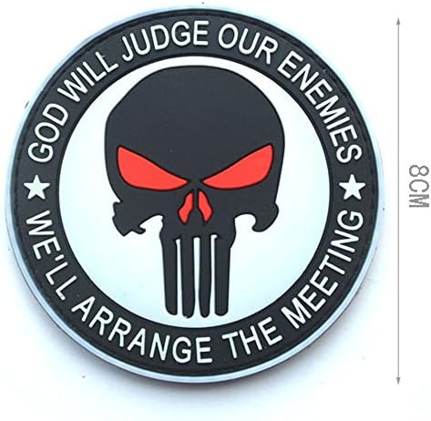 Punisher Tactical Patch PVC Skull Velcro Glow-in-the-dark (Black Skull Red Eyes)