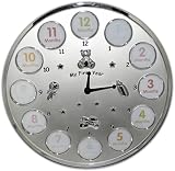 'My First Year' Multi-Photo Frame Clock (Silver colour.  Holds 12 photographs)