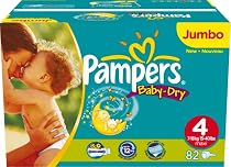 Pampers Baby Dry, Windeln Gr.4 Maxi 7-18kg Jumbopack, 2er Pack (2 x 82 Stück)