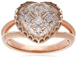 14k Rose Gold Faceted White Quartz Ring with Pave-Set Pink Diamonds