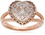 14k Rose Gold Faceted White Quartz and Pave-Set Pink Diamond Ring, Size 5