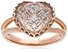 14k Rose Gold Faceted White Quartz Ring with Pave-Set Pink Diamonds