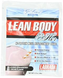 Labrada Nutrition Lean Body For Her Meal Replacement Powder, Strawberry, 1.7-Ounce Packets (Pack of 20)
