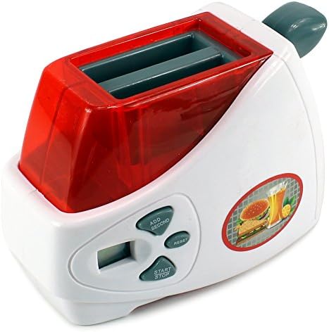 Fun Toaster Pretend Play Battery Operated Toy Kitchen Appliance Play Set w/ Toaster, Food