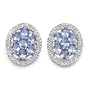 2.40 Carat Genuine Tanzanite Ovals Silver Round Rhodium Earrings