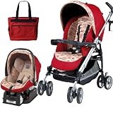 Peg Perego 2010 Pliko P3 Travel System in Red Step with Free Fashionable Diaper Bag