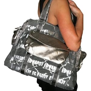 ED HARDY by Christian Audigier Mercury Womens Canvas Tote Bag Handbag Purse Black