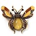 Large Enamel Bug Brooch (Brown&Yellow)