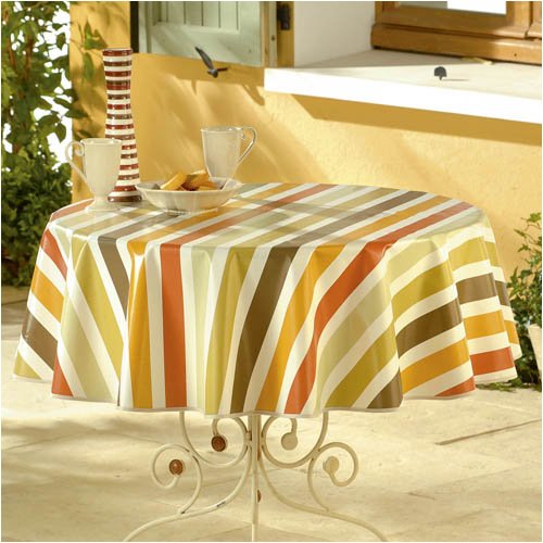 Nappe Toile ciree sorbet choco orange Ronde 160cm
