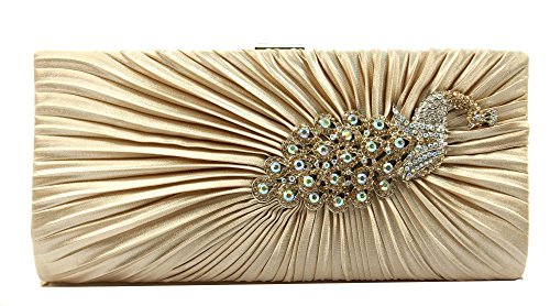 Iblue Peacock Rhinestone Party Clutch with Strap,evening Handbags #1001
