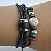 November's Chopin (TM) Unique Colorful Beads Wood Multistrand Leather Adjustable Wrap Bracelet (Black)