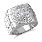 Mens Watchband-Style with Cubic Zirconia Ring Sizes 8 to 12