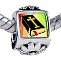Gold Religious-Bible Photo Flower European Charm Bead Bracelets - Pandora & Bracelet Compatible