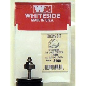 PART #2100 CARBIDE-TIP 2 FLUTE BEADING BIT W BALL BEARING GUIDE 3 16 RADIUS X 7 8 DIA X 1... by Whiteside
